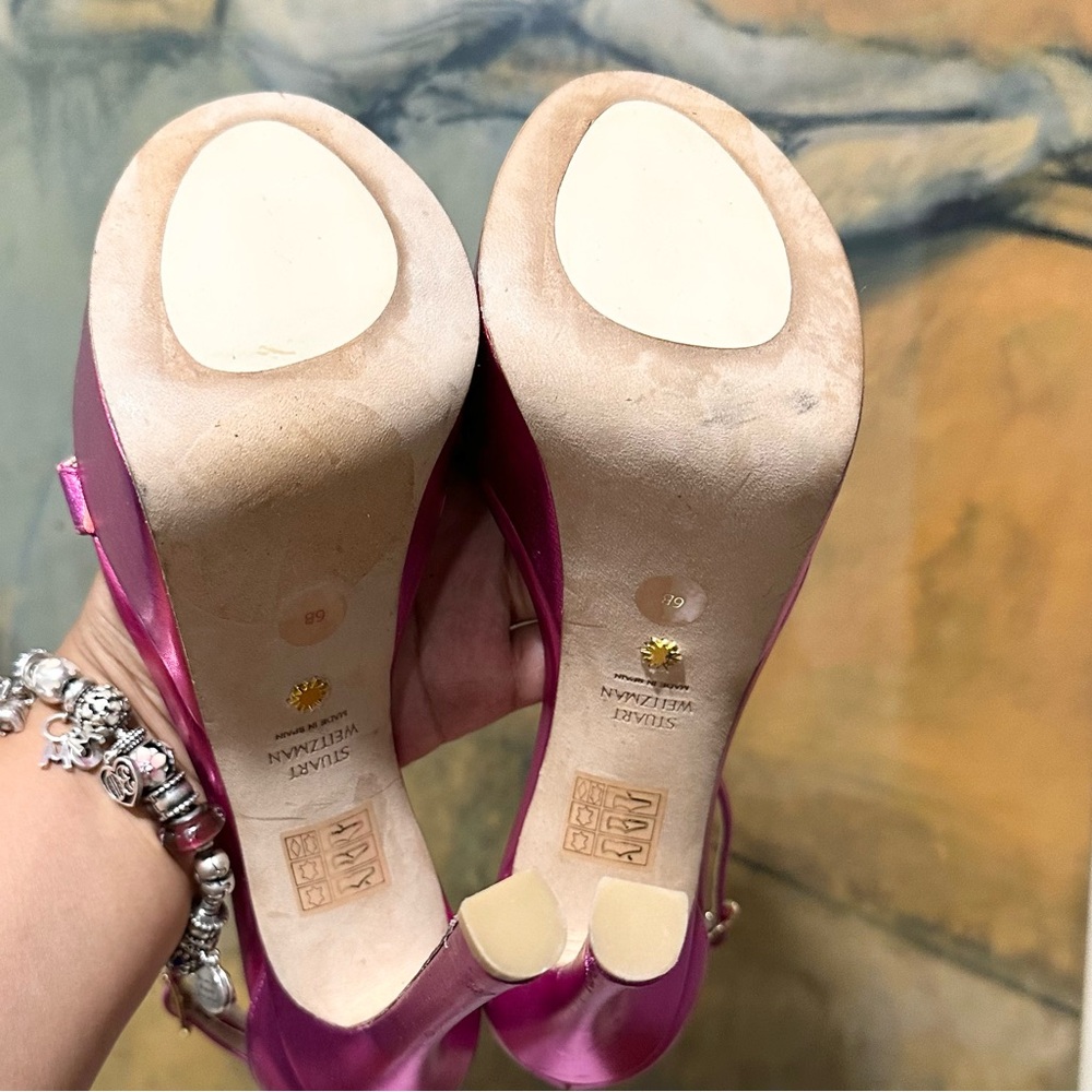 🌹STUART WEITZMAN 🌹Nudistcurve Platform Sandal In Azalea Size: 6B - Picture 16 of 16